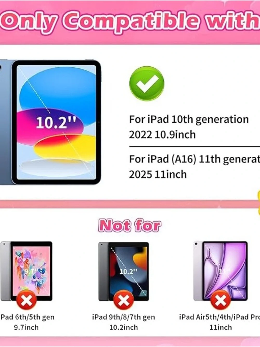 iPad 10th Gen 10.9 Case Kids Pink Bow Stand Handle Shockproof iPad A16 11 Case